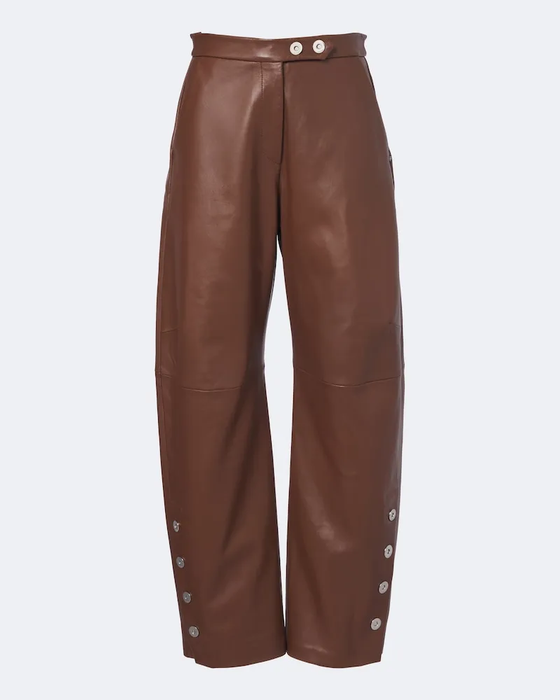 SPORTMAX Pantaloni barrel in pelle Marrone