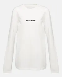 Jil Sander Felpa in cotone con logo Bianco