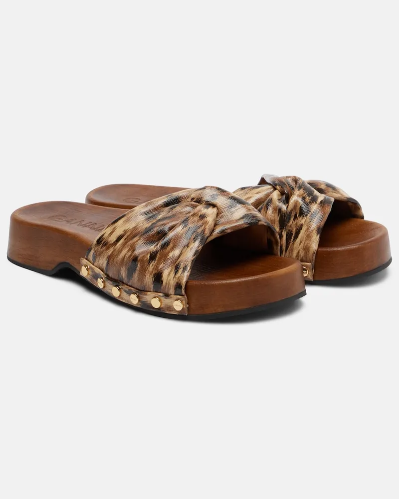 Ganni Mules Tia con stampa leopardata Beige