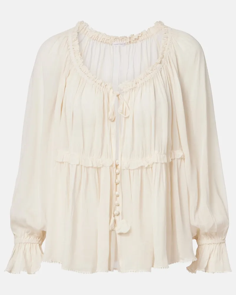 Poupette St Barth Top Moon con volant Bianco