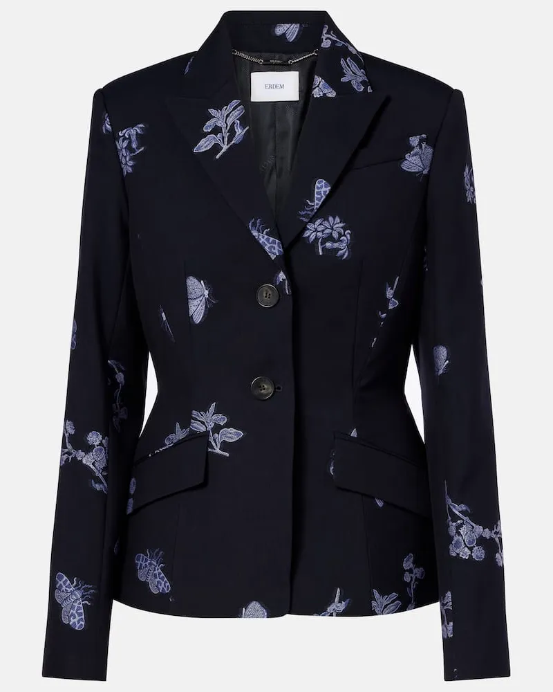 Erdem Blazer in jacquard di lana e cotone Nero