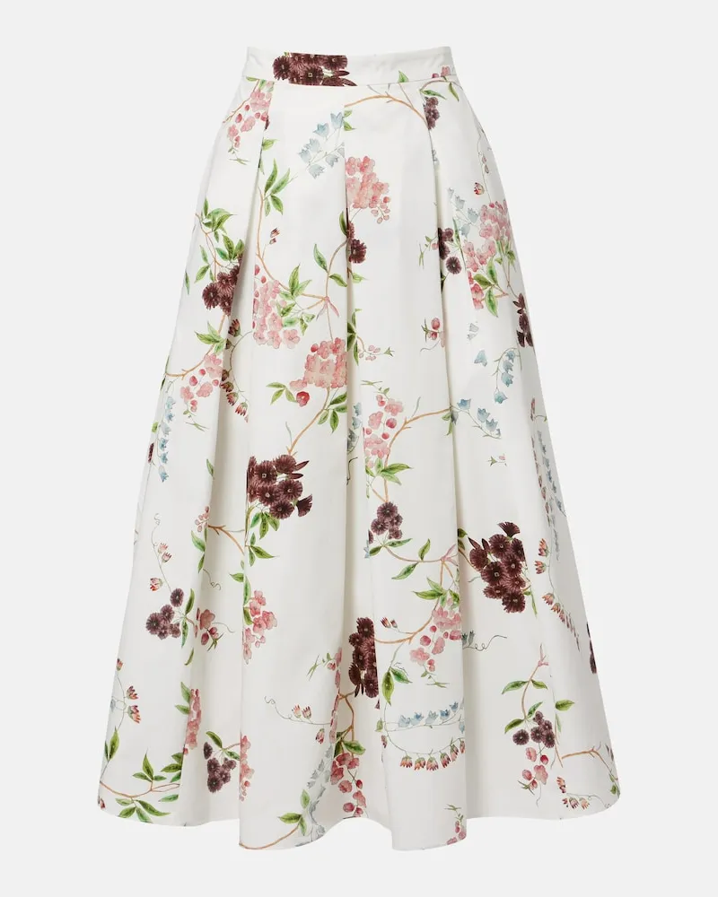 Erdem Gonna midi in cotone plissÃ© floreale Multicolore