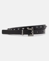 Valentino Garavani Cintura slim Rockstud in pelle Nero