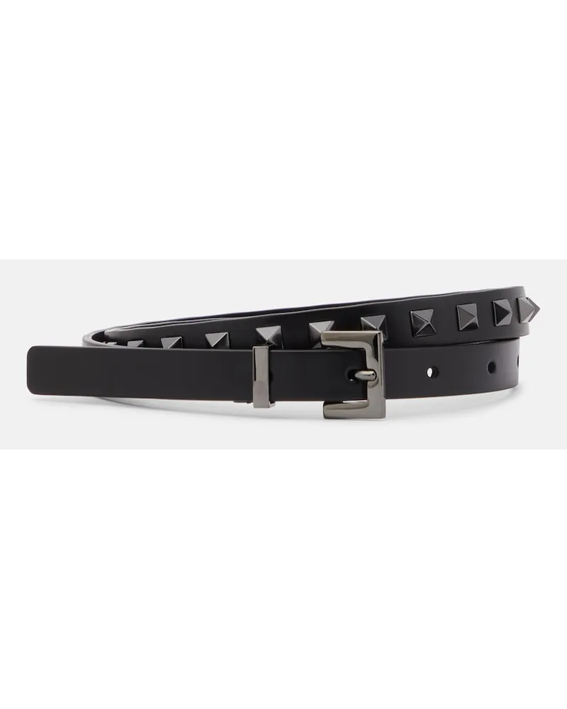 Valentino Garavani Cintura slim Rockstud in pelle Nero