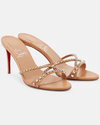 Christian Louboutin Mules Tatoosh 85 in pelle con borchie Marrone