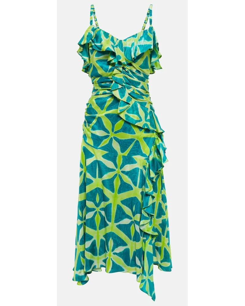 Ulla Johnson Abito midi Zoya in seta con stampa Multicolore