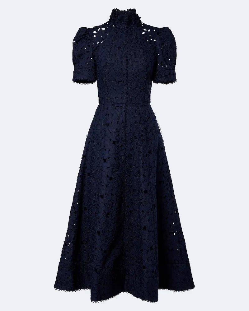 Rebecca Vallance Abito midi Kitsu in pizzo di cotone Blu