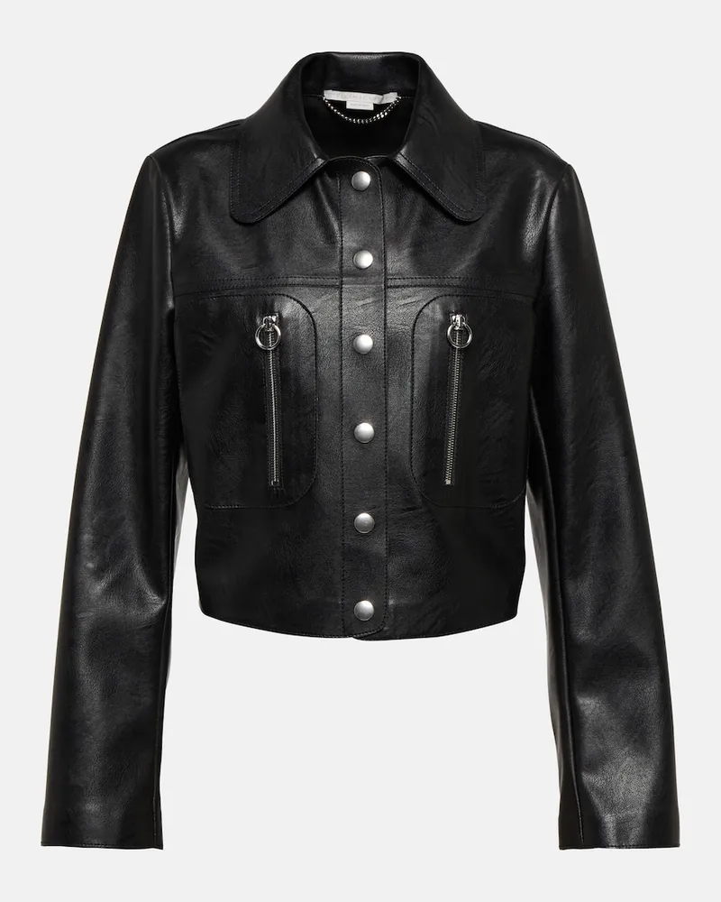 Stella McCartney Giacca a camicia in similpelle Nero