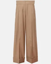 Max Mara Pantaloni a gamba larga in misto cotone Beige