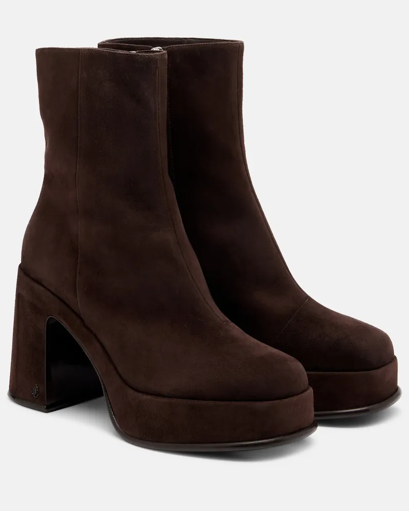 Jimmy Choo Stivaletti Hadi in suede con plateau Marrone