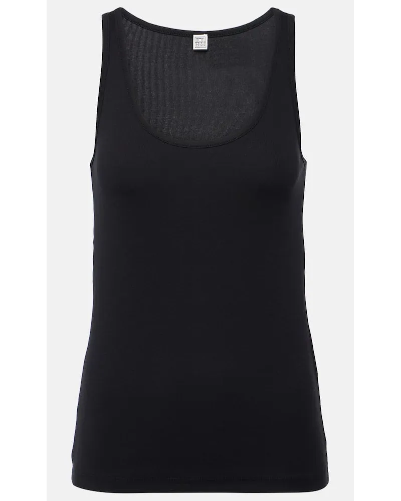 Totême Top in jersey di cotone a coste Nero