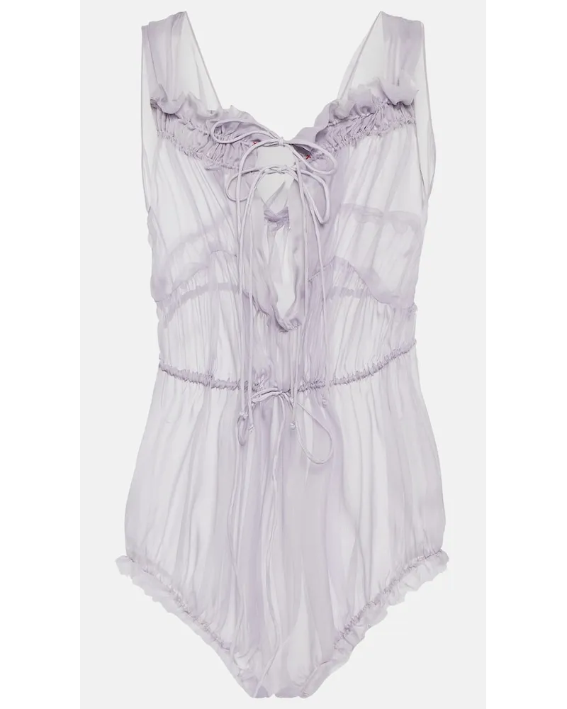 Maison Margiela Body in seta con volant Viola