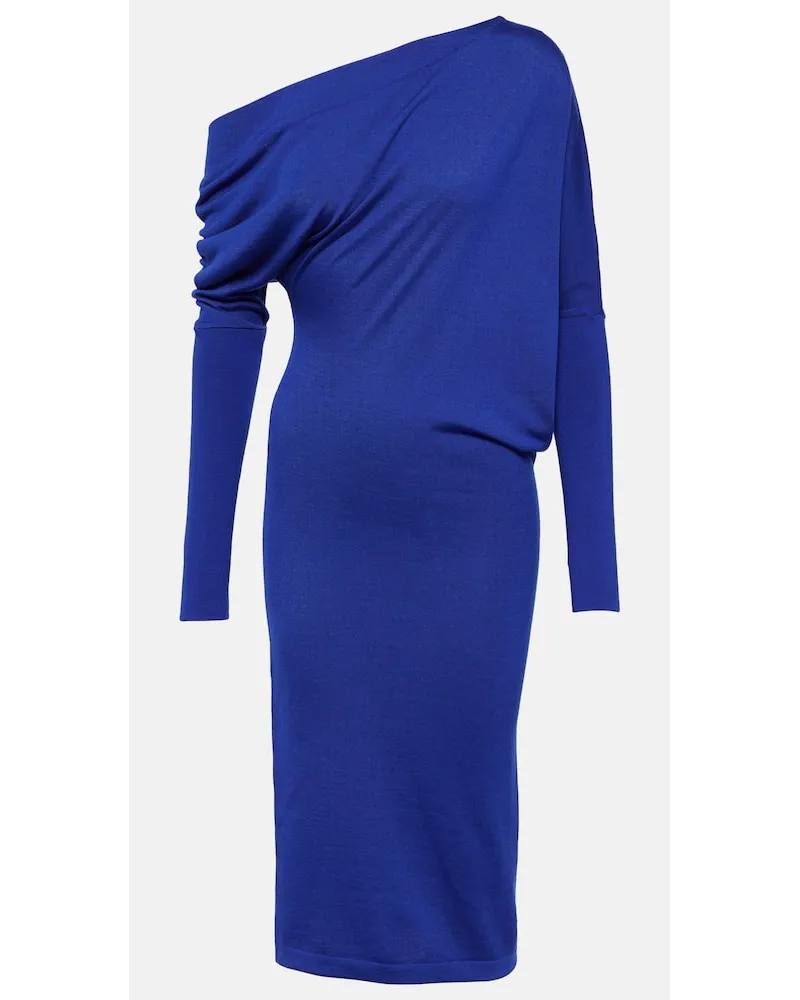 Tom Ford Abito midi in cashmere e seta Blu