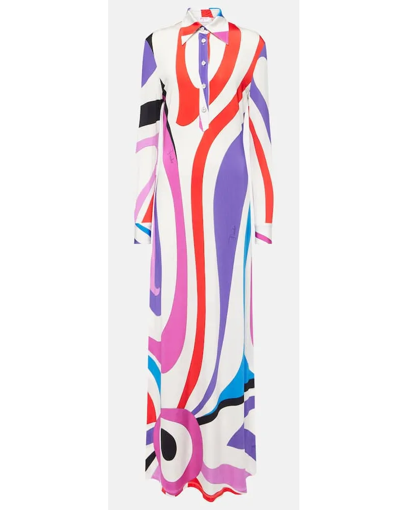 Emilio Pucci Abit chemisier Marmo in jersey di raso con stampa Multicolore