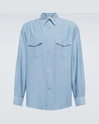 Loro Piana Camicia Thomas in cotone e cashmere Blu