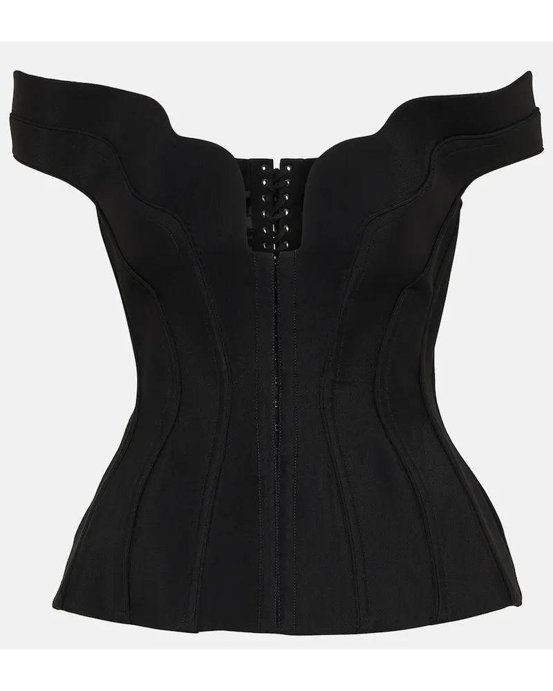 Thierry Mugler Bustier con scollo bardot Nero