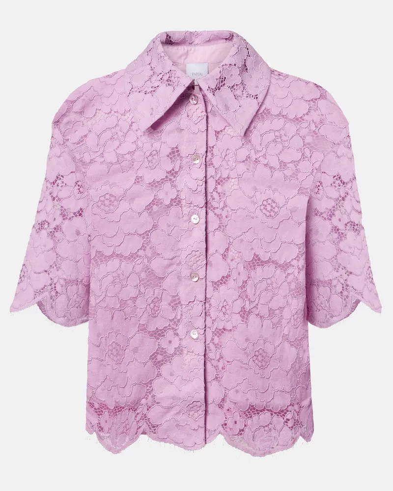 Patou Camicia in pizzo di misto cotone Rosa