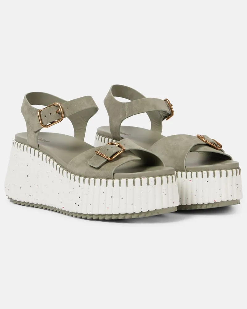 Chloé ChloÃ© Sandali Nama in suede con platform Verde