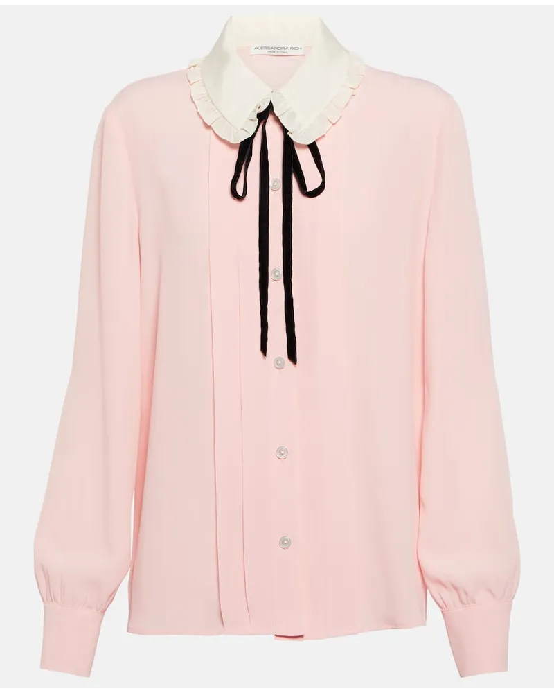 Alessandra Rich Blusa in misto seta Rosa