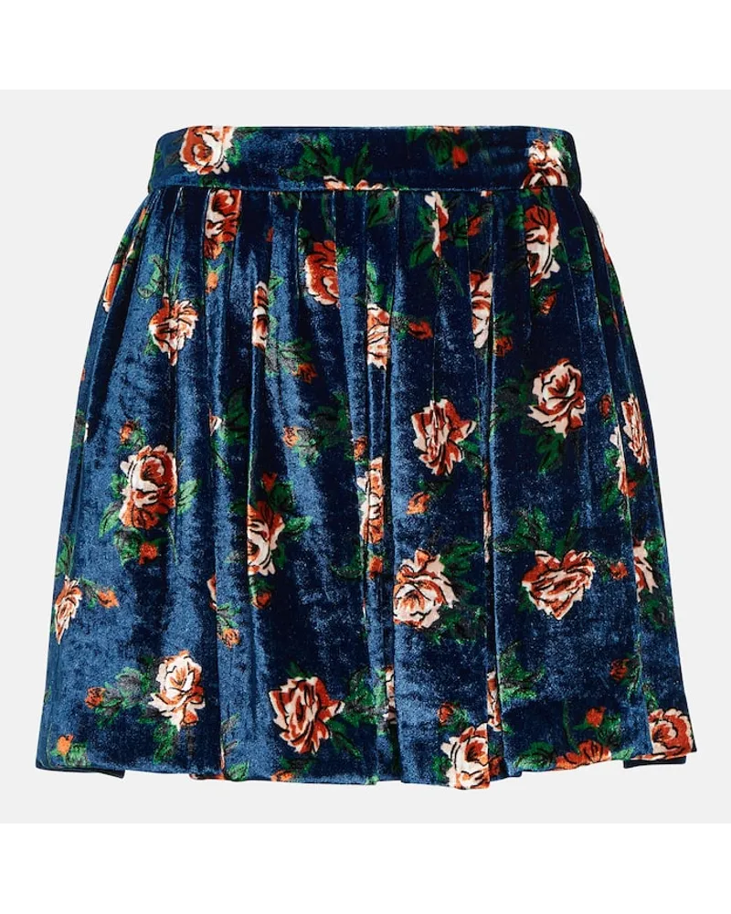 Kenzo Minigonna in velluto con stampa Blu