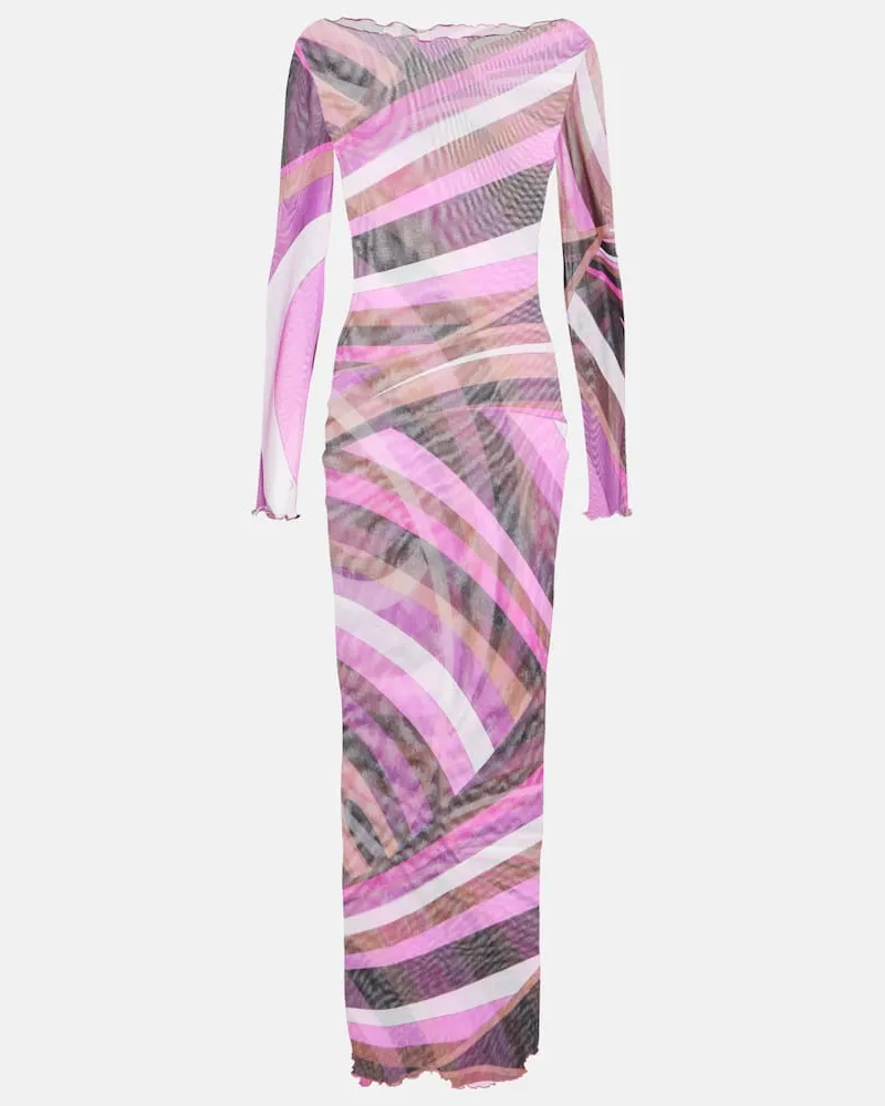 Emilio Pucci Abito lungo Iride in tulle Multicolore