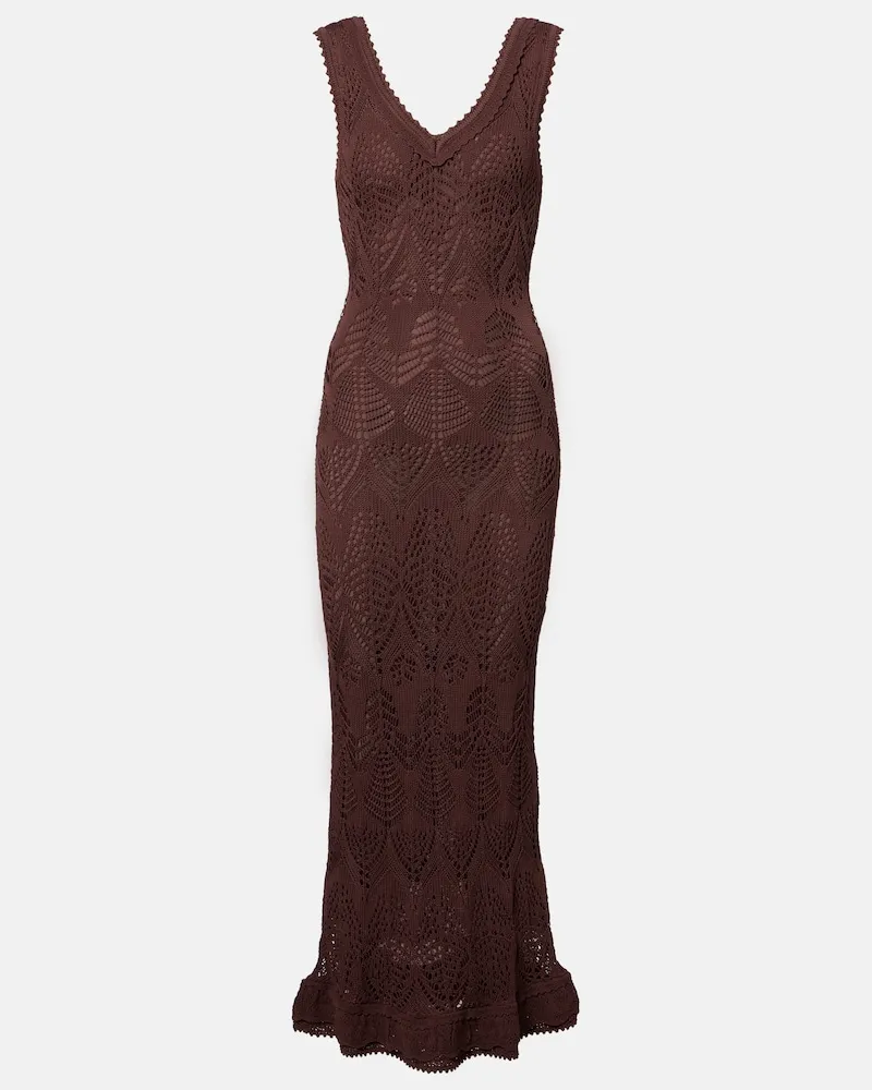 STAUD Abito midi Roan in maglia Marrone
