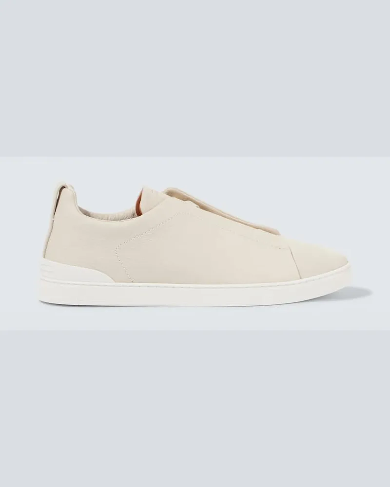 Ermenegildo Zegna Sneakers Triple Stitch in pelle Beige