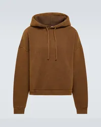 Acne Studios Felpa in cotone con cappuccio e logo Marrone