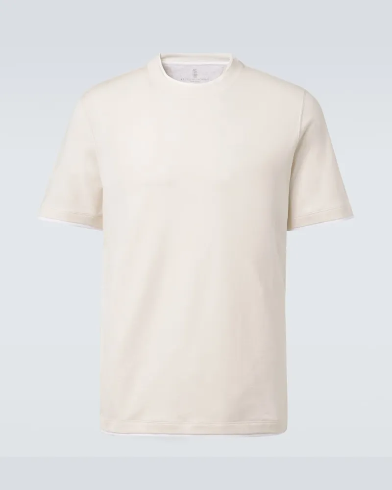 Brunello Cucinelli T-shirt in jersey di cotone Beige
