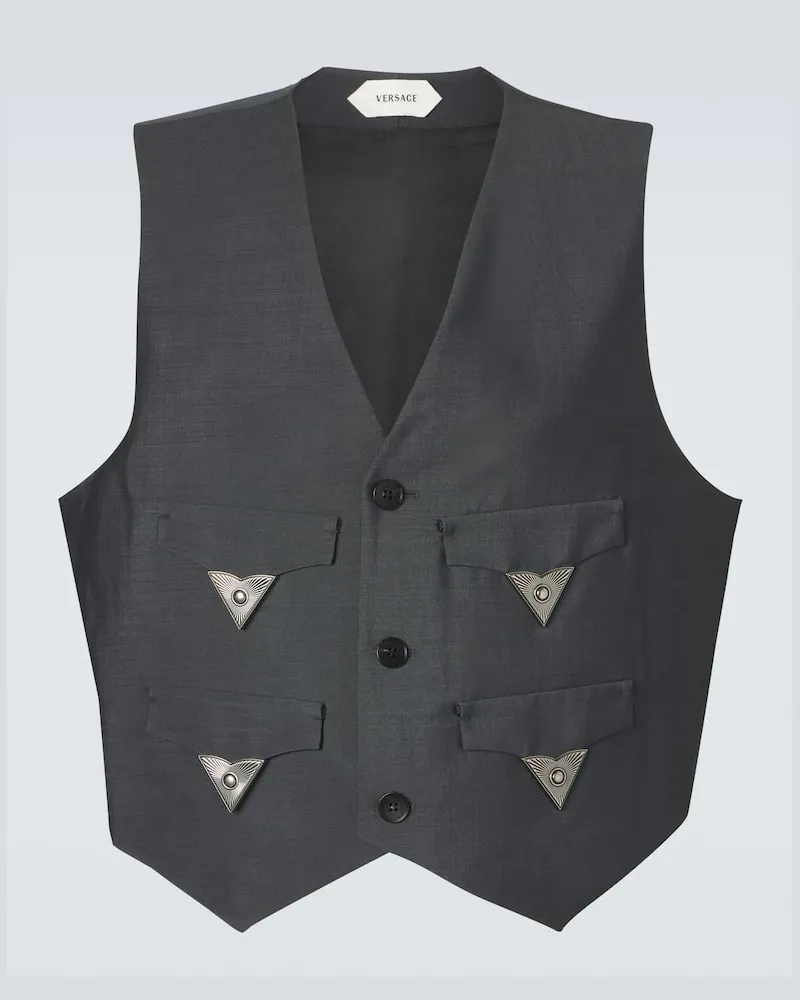 Versace Gilet in lana e mohair Grigio