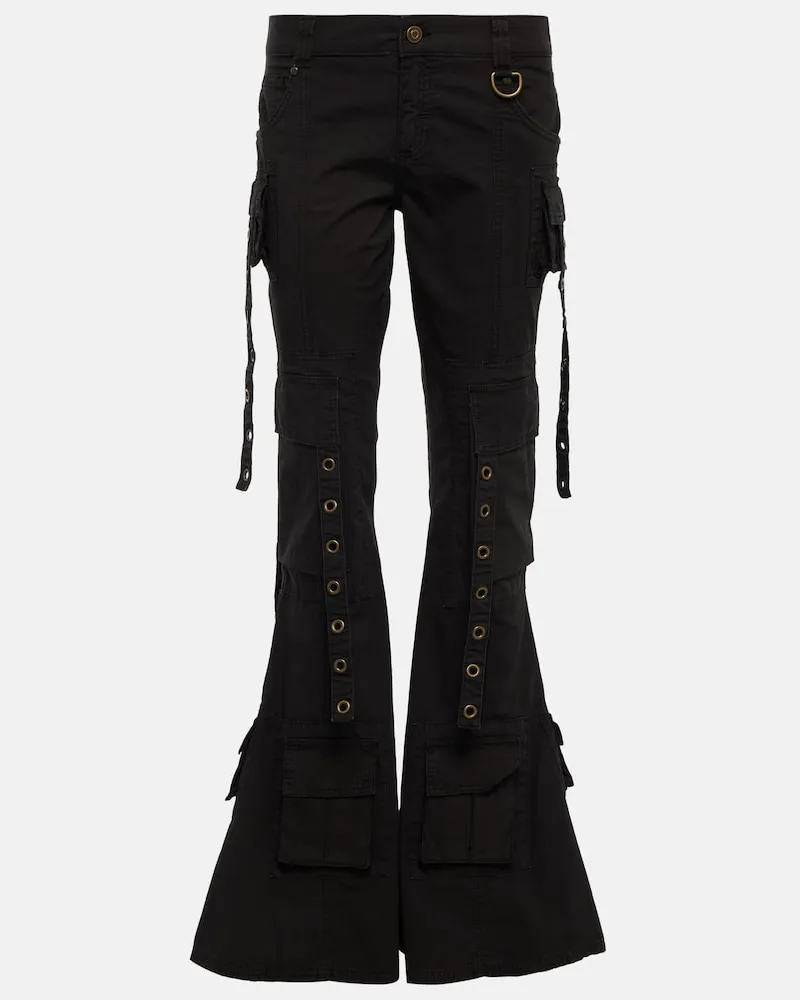 Blumarine Jeans a zampa a vita bassa con strass Nero