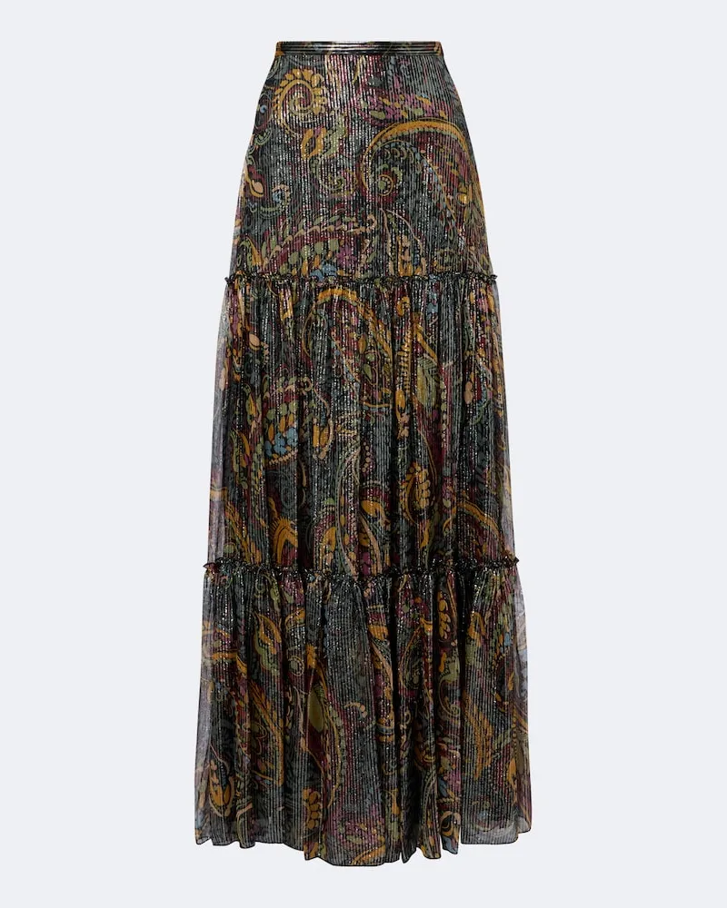 Etro Gonna lunga in seta con stampa paisley Multicolore