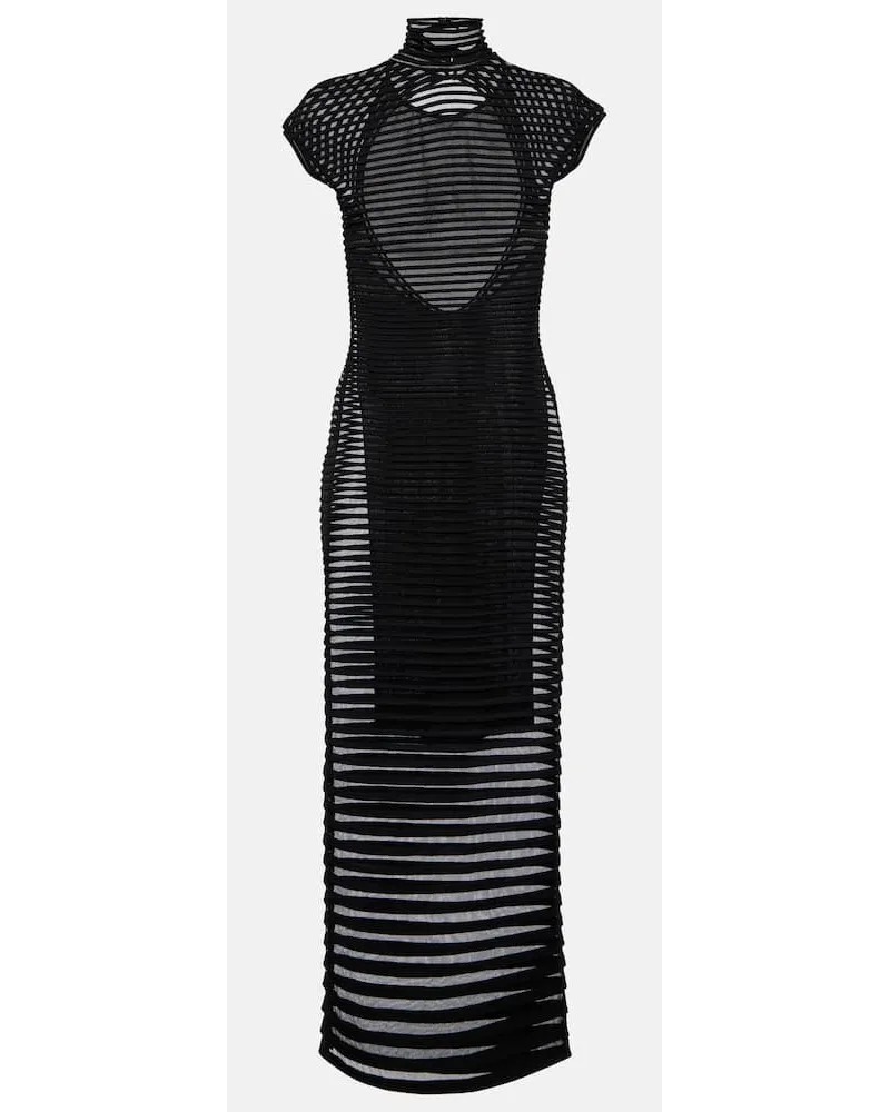 Alaïa AlaÃ¯a Abito lungo a righe Nero