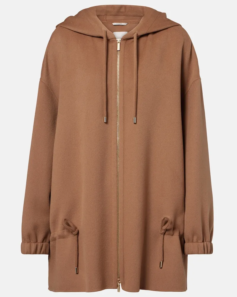 Max Mara Giacca in lana vergine con cappuccio Marrone
