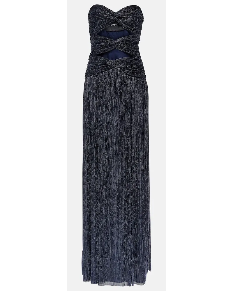COSTARELLOS Abito lungo Moreau con cut-out Metallizzato