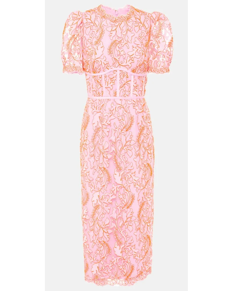 Rebecca Vallance Abito midi Maribella in pizzo Rosa