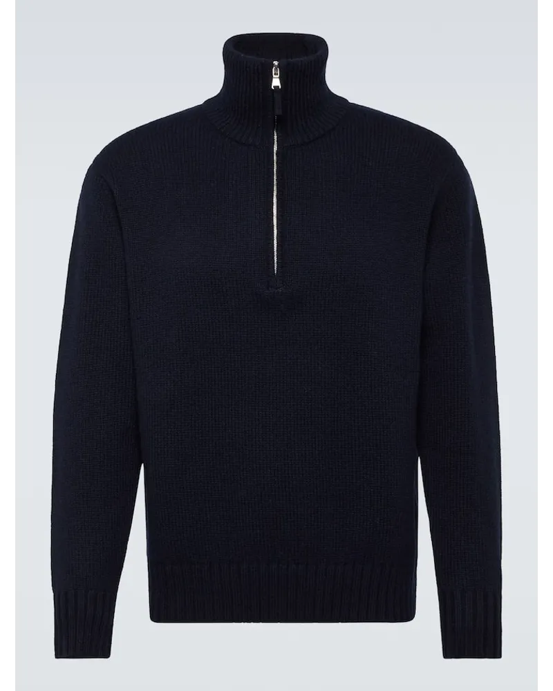 ALLUDE Pullover in cashmere con zip Blu