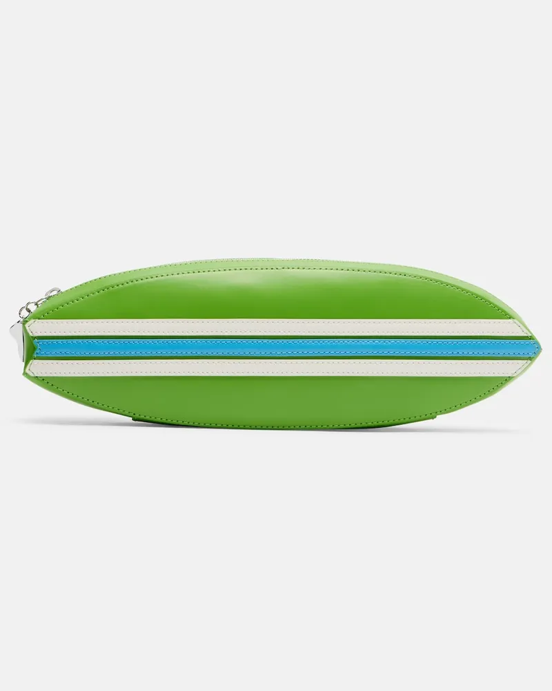 STAUD Clutch Surfboard in pelle a righe Verde