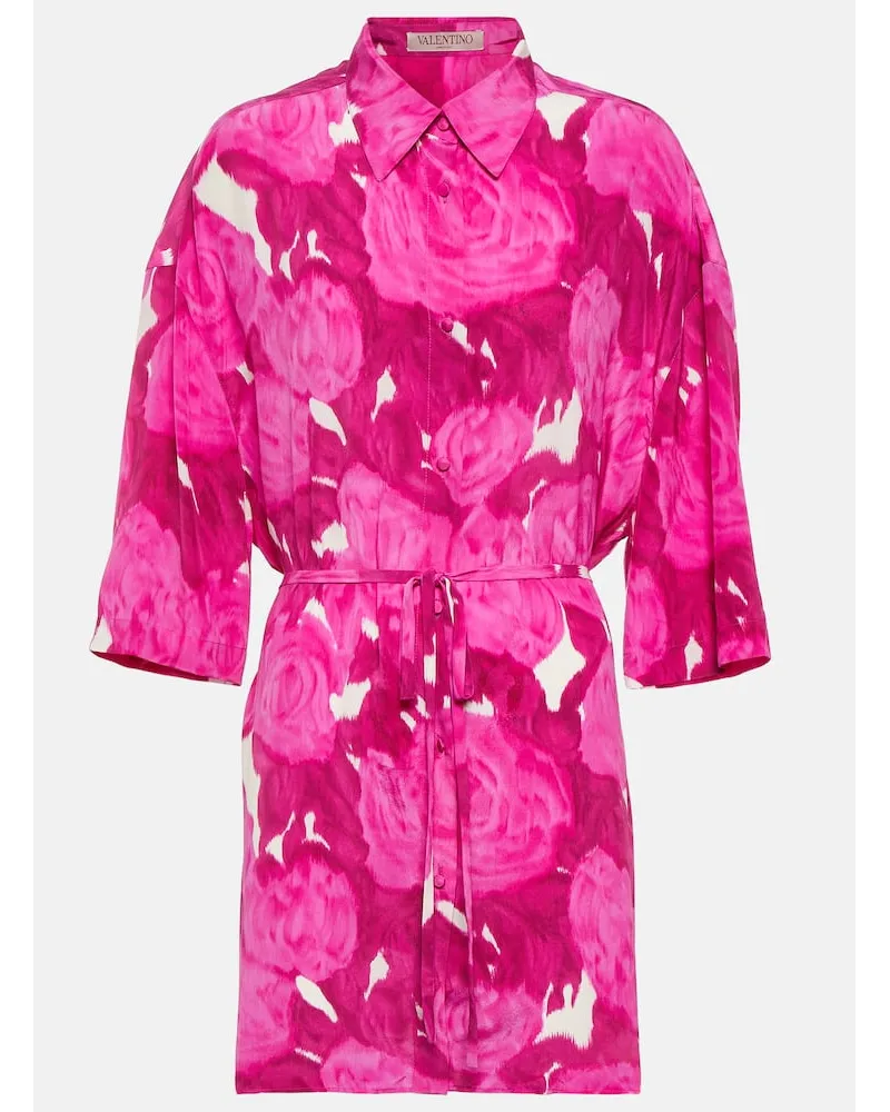 Valentino Garavani Camicia in seta con cintura Rosa