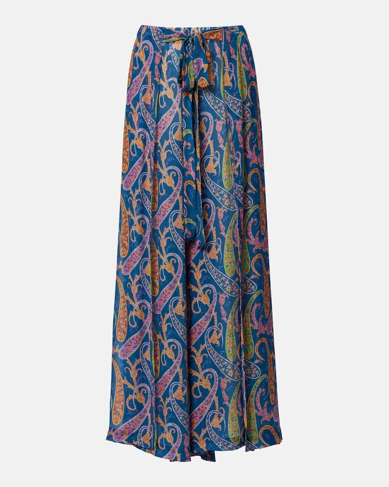 Etro Pantaloni a gamba larga con stampa paisley Blu