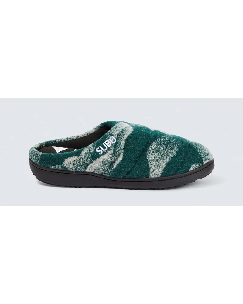 and wander x Subu - Slippers in misto lana jacquard Verde
