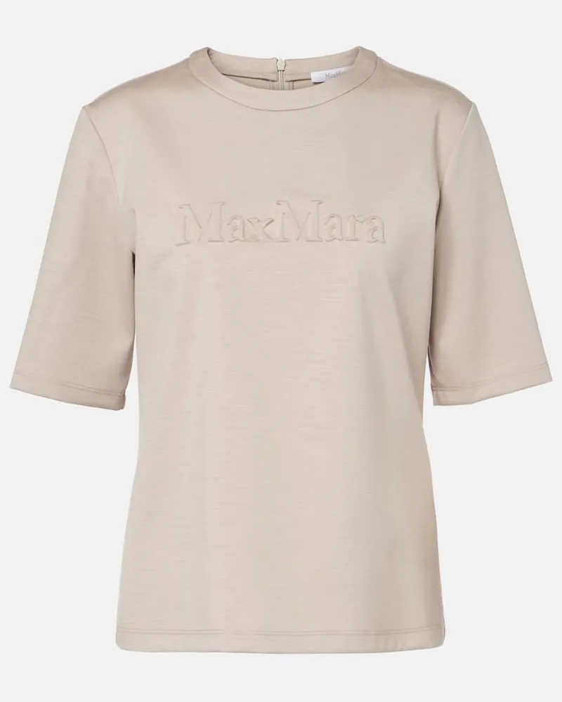 Max Mara T-shirt Peter in lana con logo Beige
