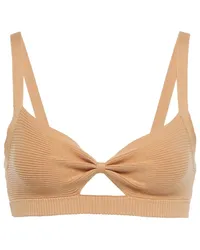 Live The Process Bralette Cinch in maglia a coste Beige