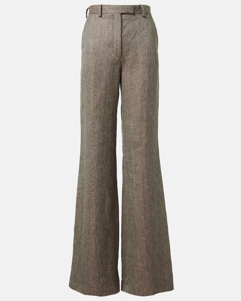 Loro Piana Pantaloni a gamba larga Korbin in lino Marrone