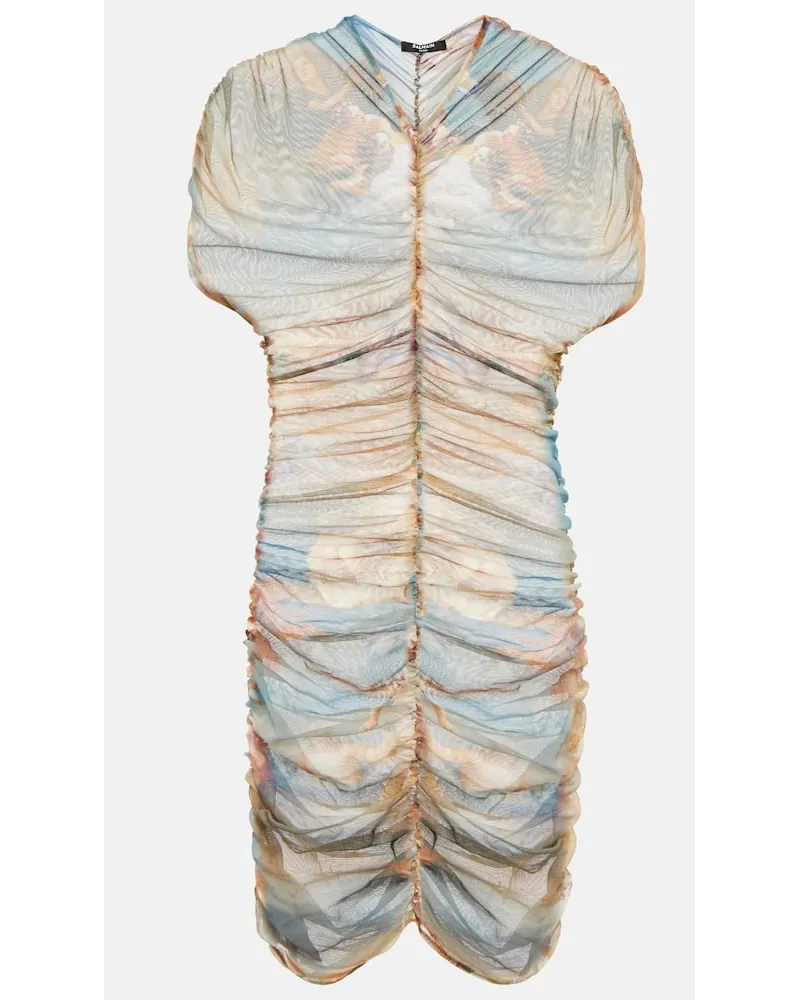 Balmain Miniabito in tulle con stampa Blu