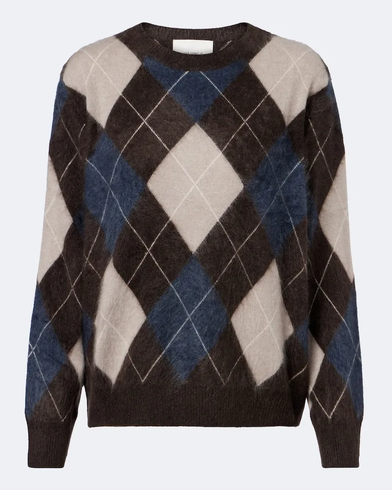 Lisa Yang Pullover Margy in cashmere argyle Multicolore