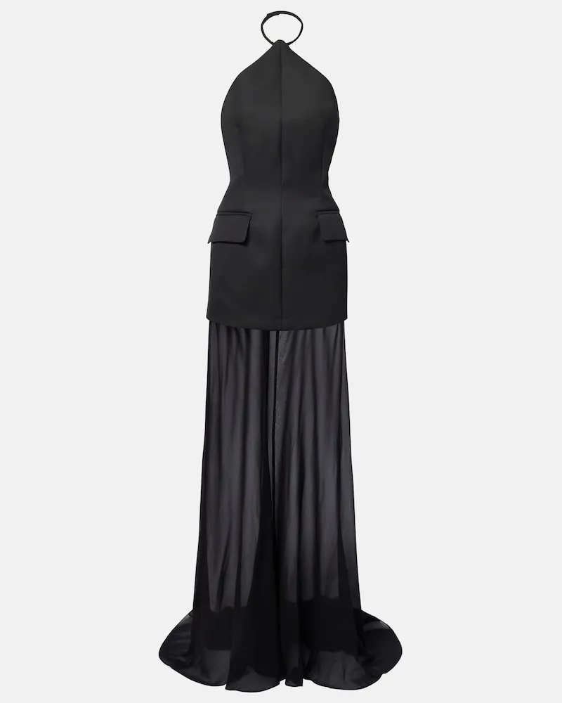 SPORTMAX Abito lungo Pinne con seta Nero