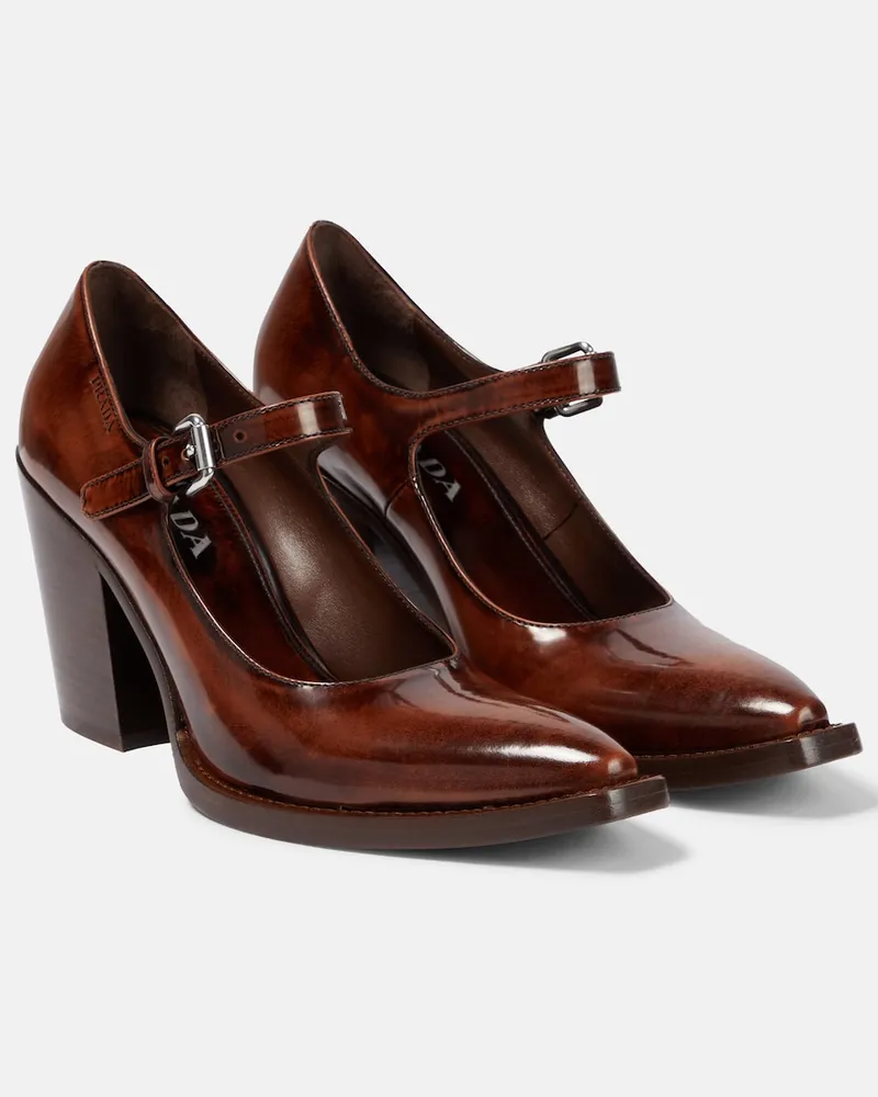 Prada Pumps Mary Jane in pelle Marrone