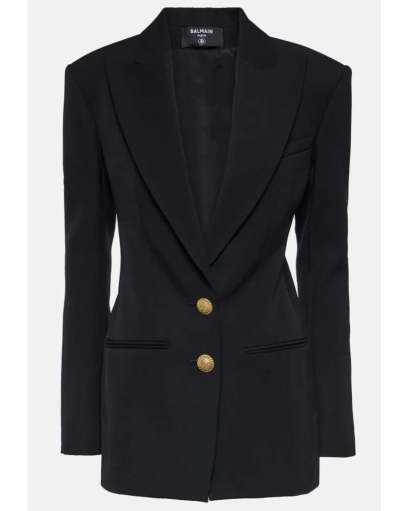 Balmain Blazer in lana vergine Nero