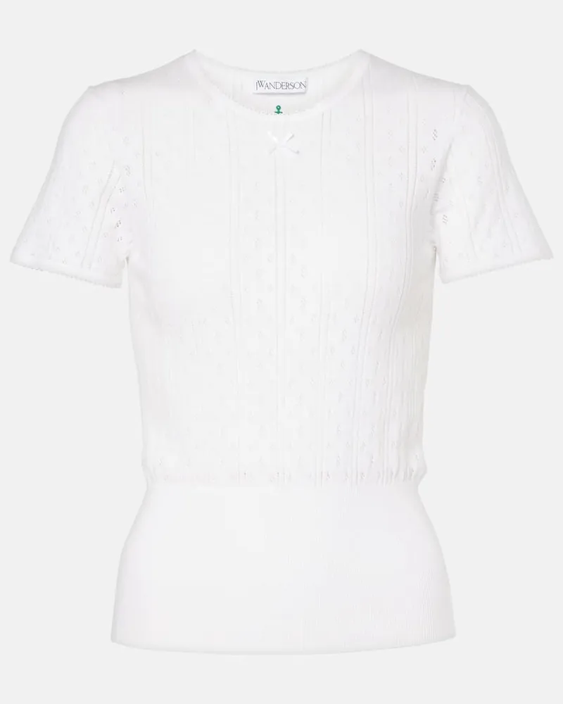 J.W.Anderson Top in cotone pointelle e cashmere Bianco